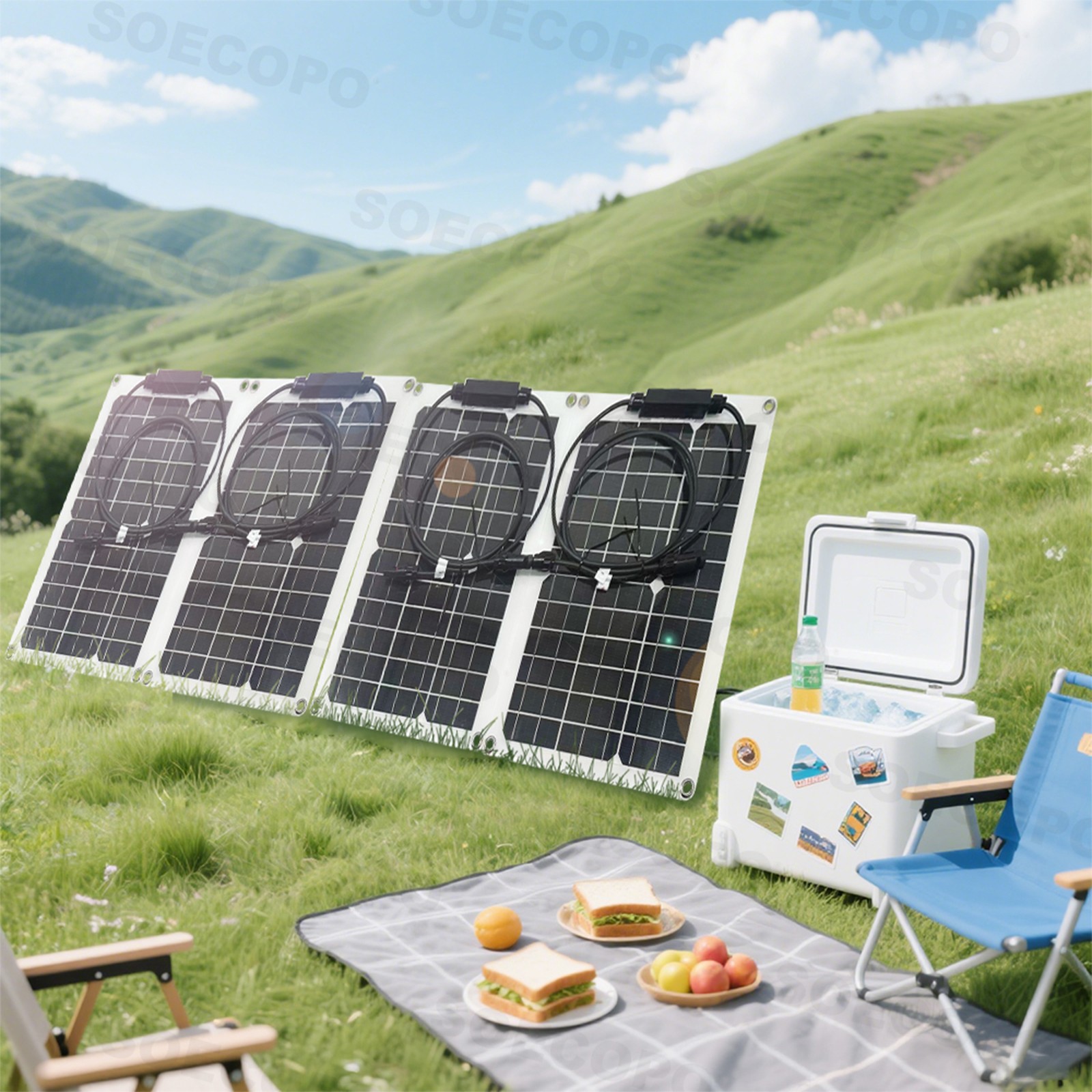 4 x 40W High-Efficiency PV Panels+30A-100A Intelligent Controller for RV/Outdoor