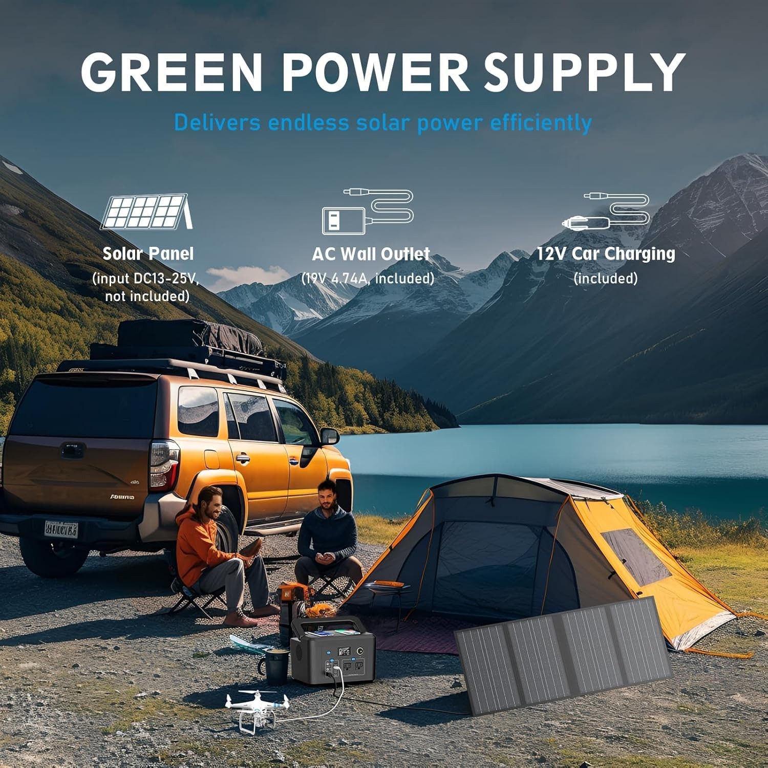 Portable Power Station 600W, Solar Generator with 296Wh Battery Backup