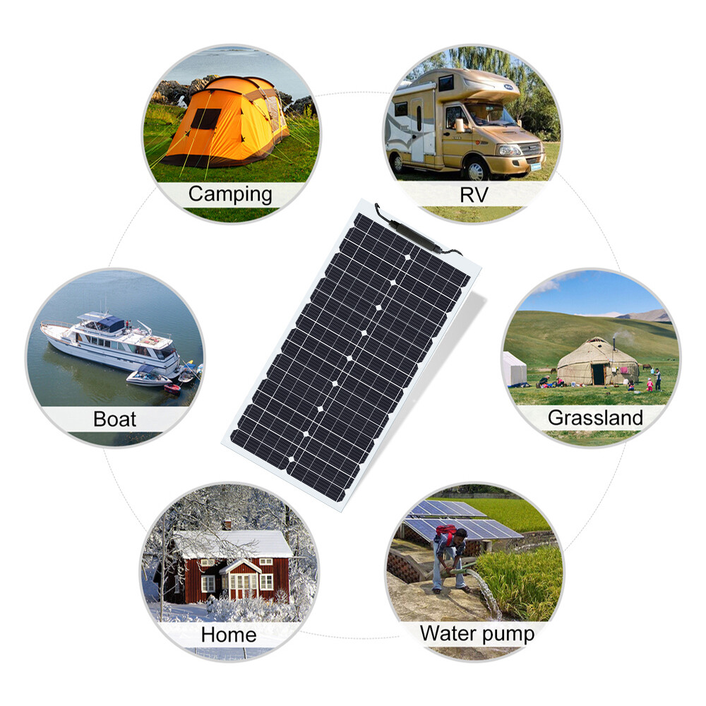 200W Watt Flexible 18V Mono Solar Panel Home RV Rooftop Camping Off-Grid Power