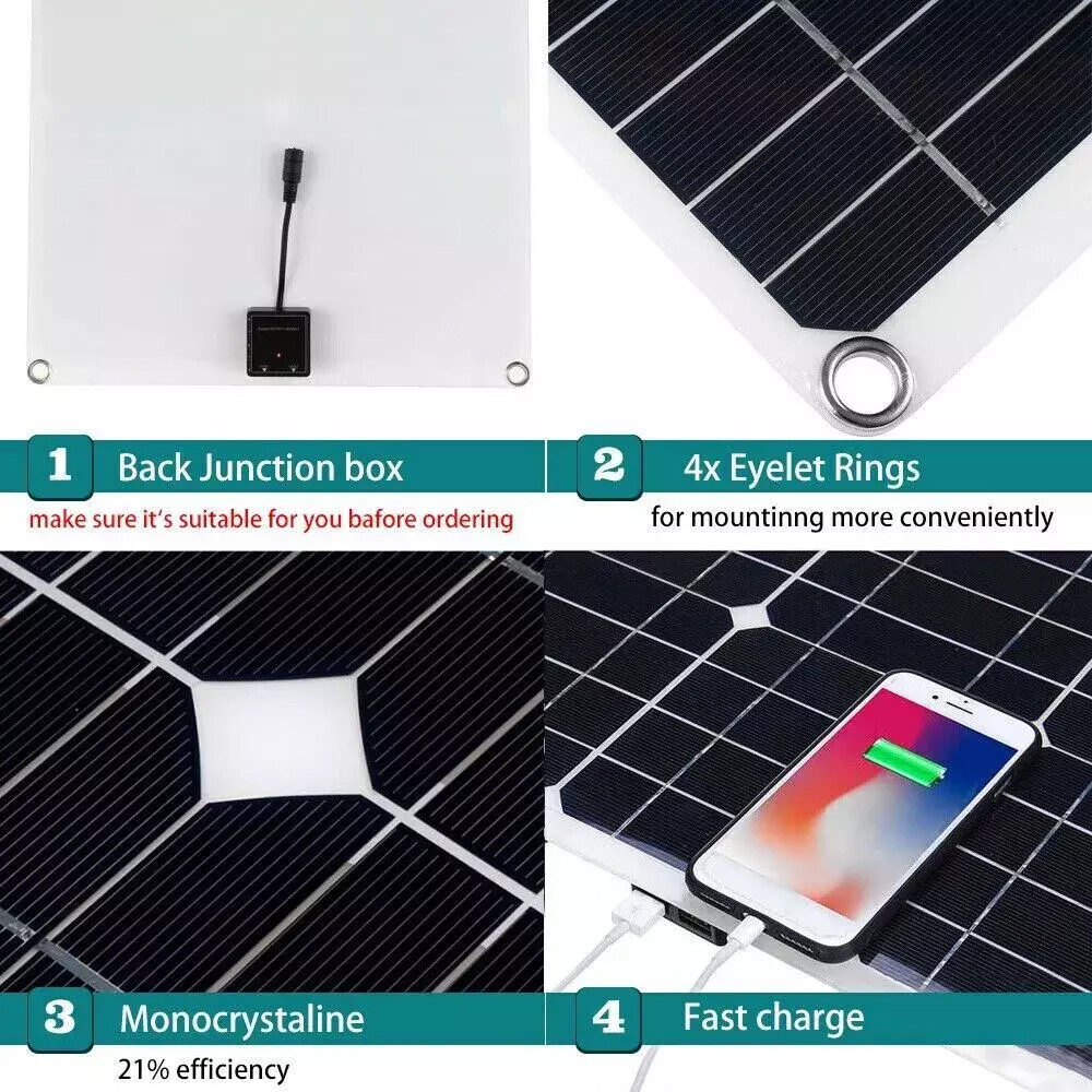 200 Watts Solar Panel Kit 12V 100A Battery Charger with Controller Caravan Boat
