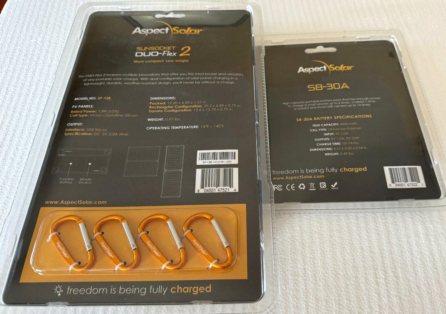 Aspect Solar’s DUO-Flex2 SP-138 Solar Charger + SB-30A Battery Pack BRAND NEW