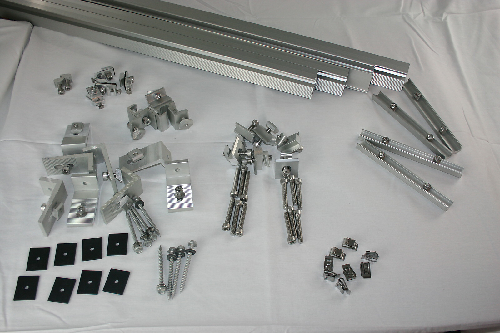 Solar Rail kit for 8 panels w/ clamps, L brackets w/7.3ft rails(not 3.6ft rails)