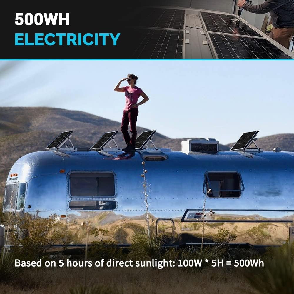 Renogy 2PCS Solar Panels 100 Watt 12 Volt, High-Efficiency Monocrystalline PV Mo