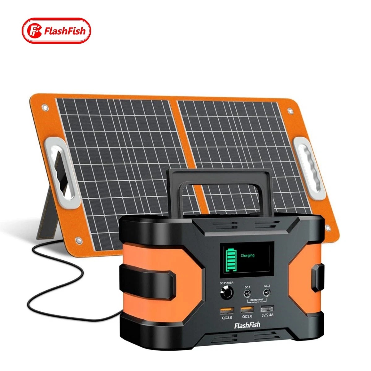 Flashfish Solar Generator Kit, 166Wh Portable Power Station with 60W Solar Panel