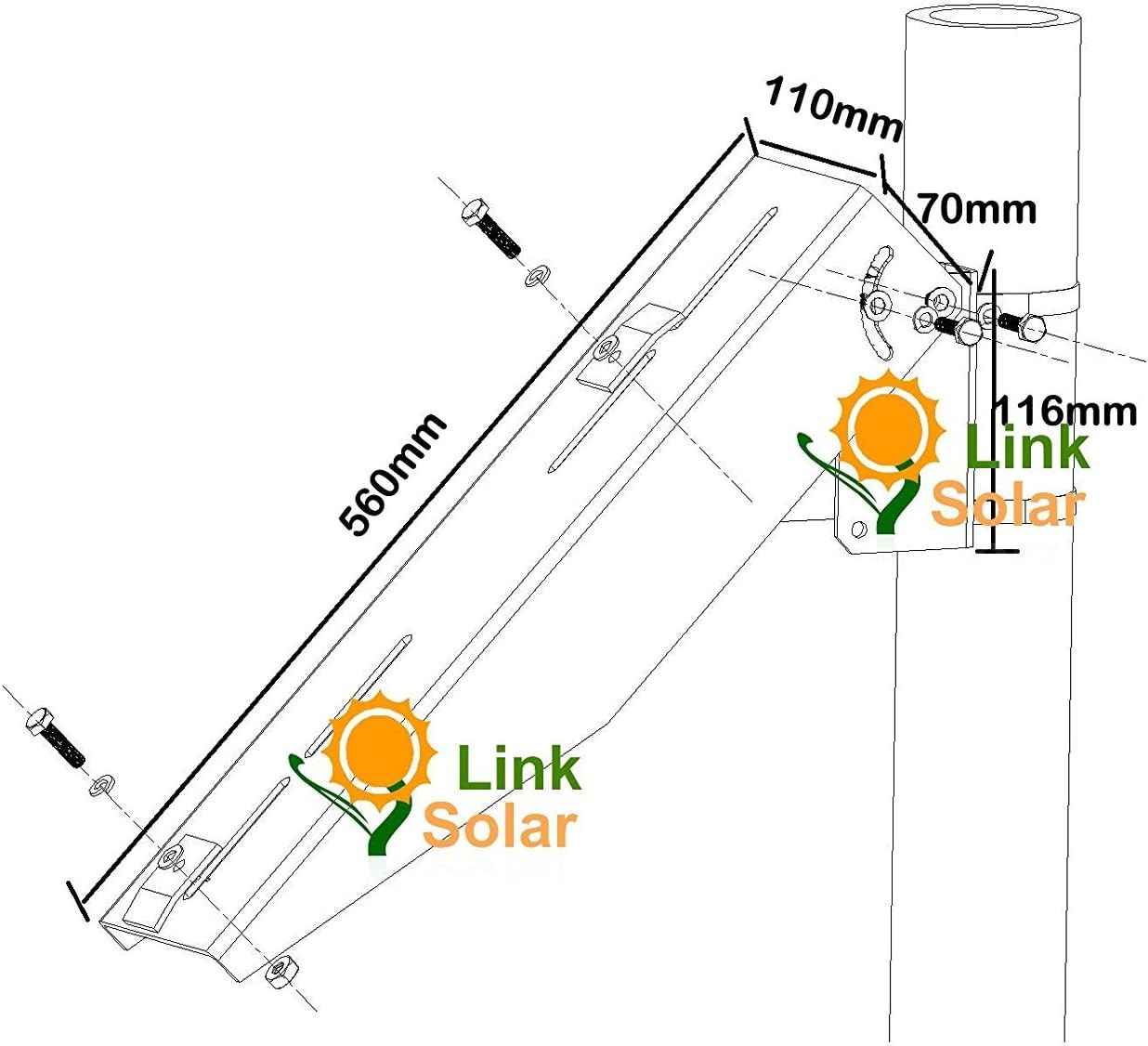 Solar Panel Pole Mount Kit Single Arm Pole-wall Mounting Brackets Support Solar