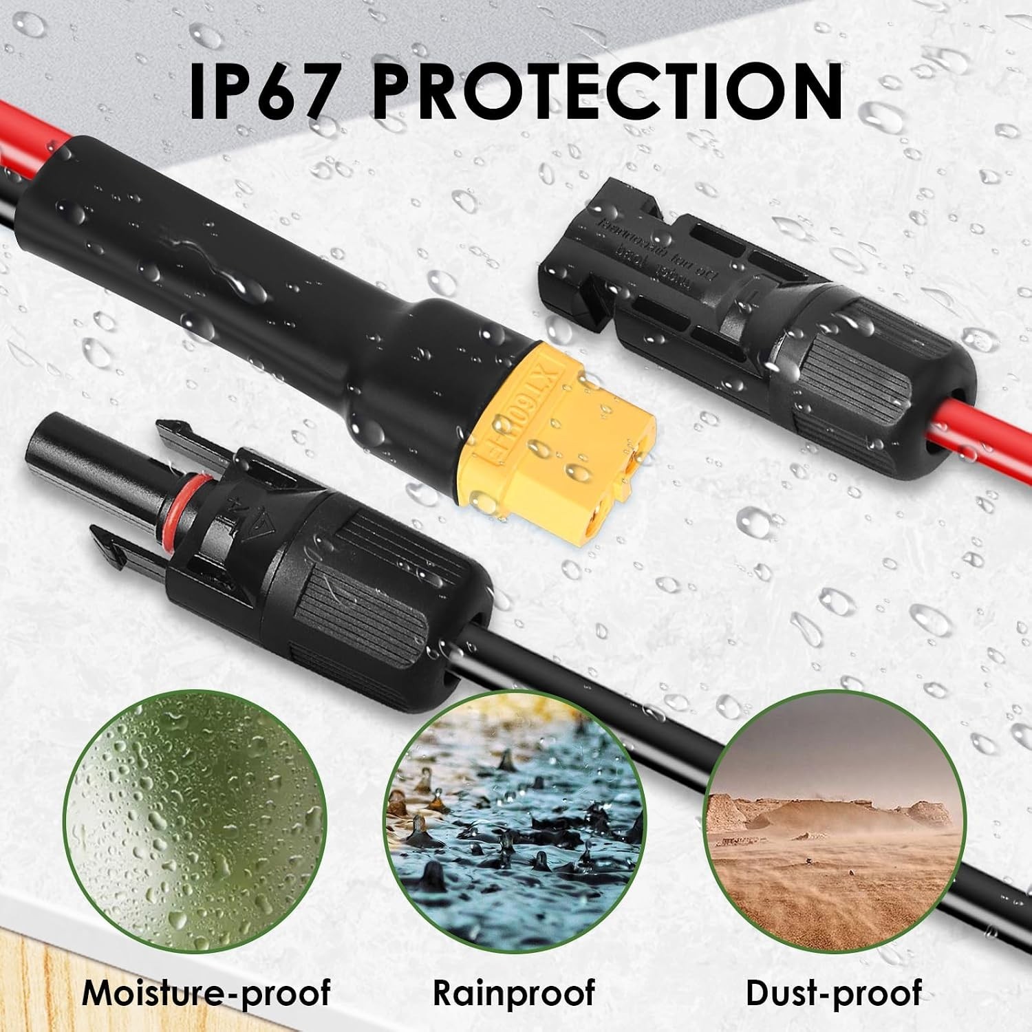 Waterproof Solar Panel to Portable Power Station Cable