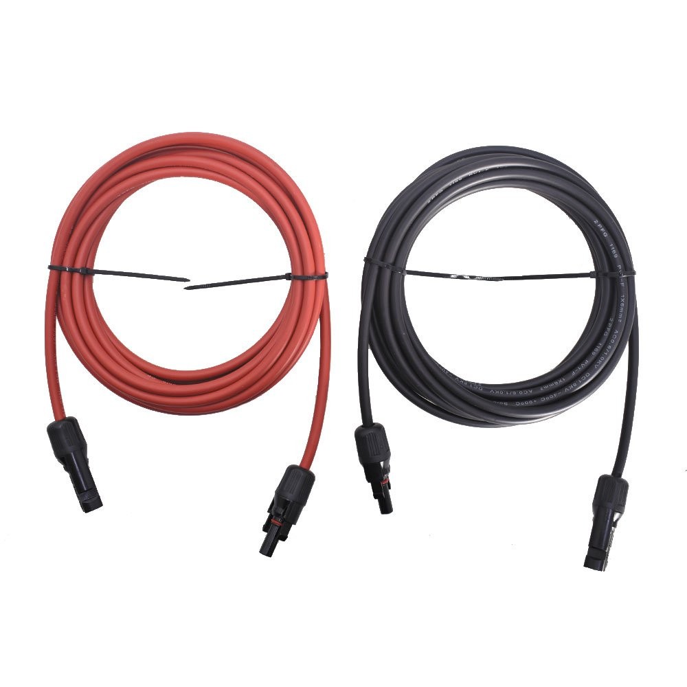 LABLT 10 AWG 15 FT 1 Pair Solar Panel Extension Cable Wire Connector Black + Red