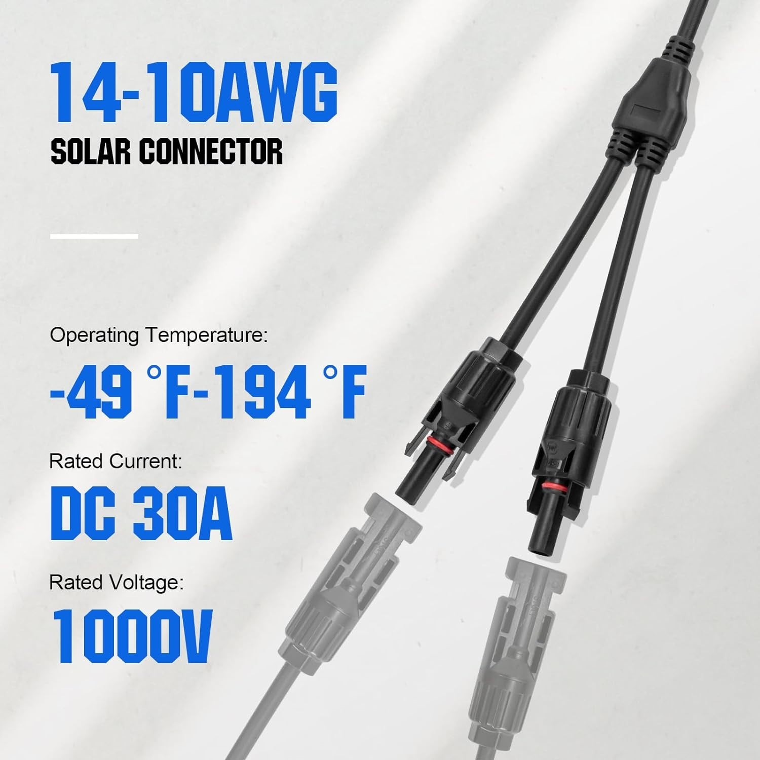 Waterproof Solar Connector Kit – 30A Y Branch Parallel Adapter for Panels