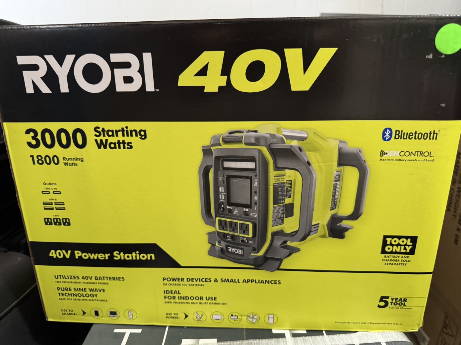 RYOBI 40V 1800-Watt Portable Battery Power Station Inverter Generator *Brand New