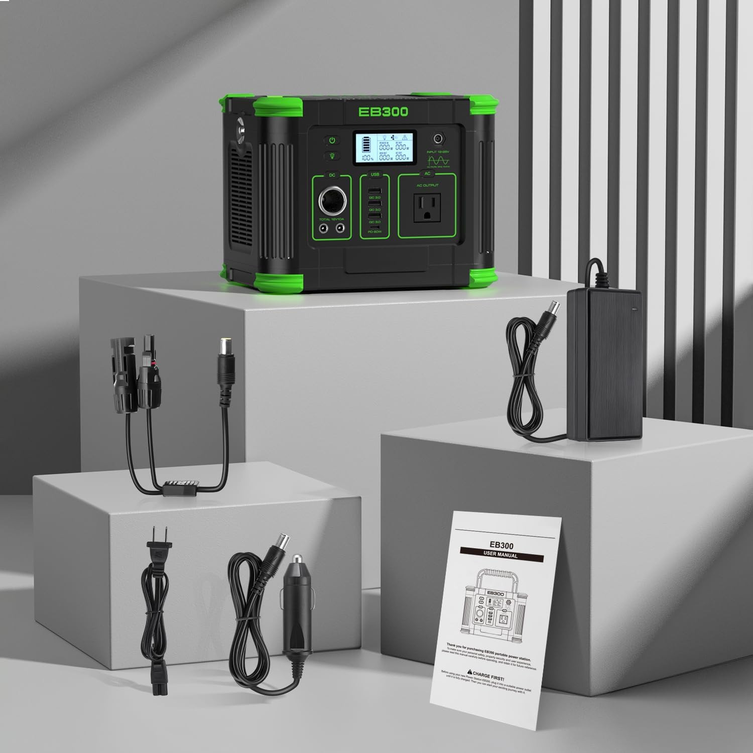 330W Portable Power Station, 288.6Wh Solar Generator with 60W USB-C PD Output, 1