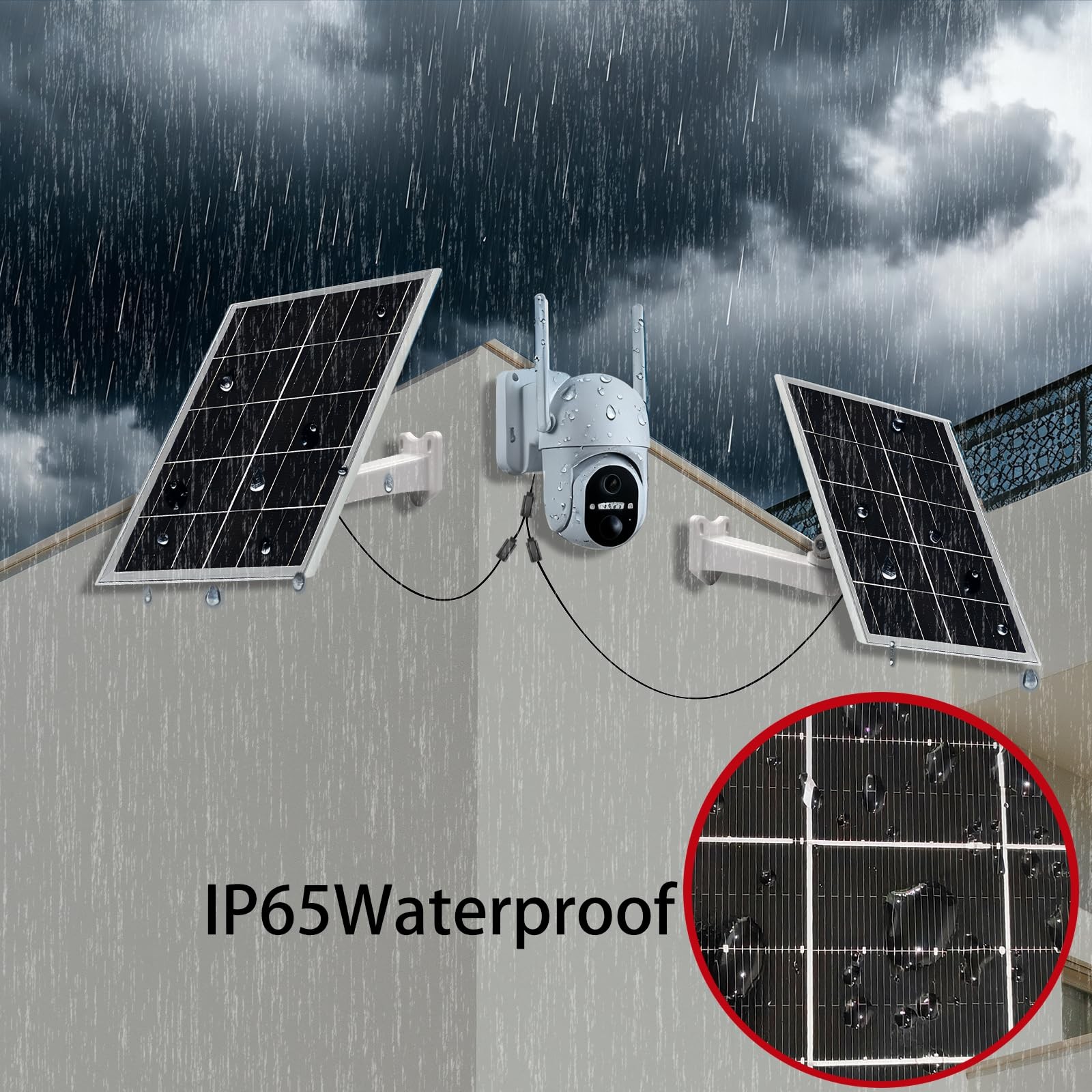5V 16W Solar Panel 2-Pack IP65 Waterproof with USB-C/Micro USB/DC Ports 9.8ft…