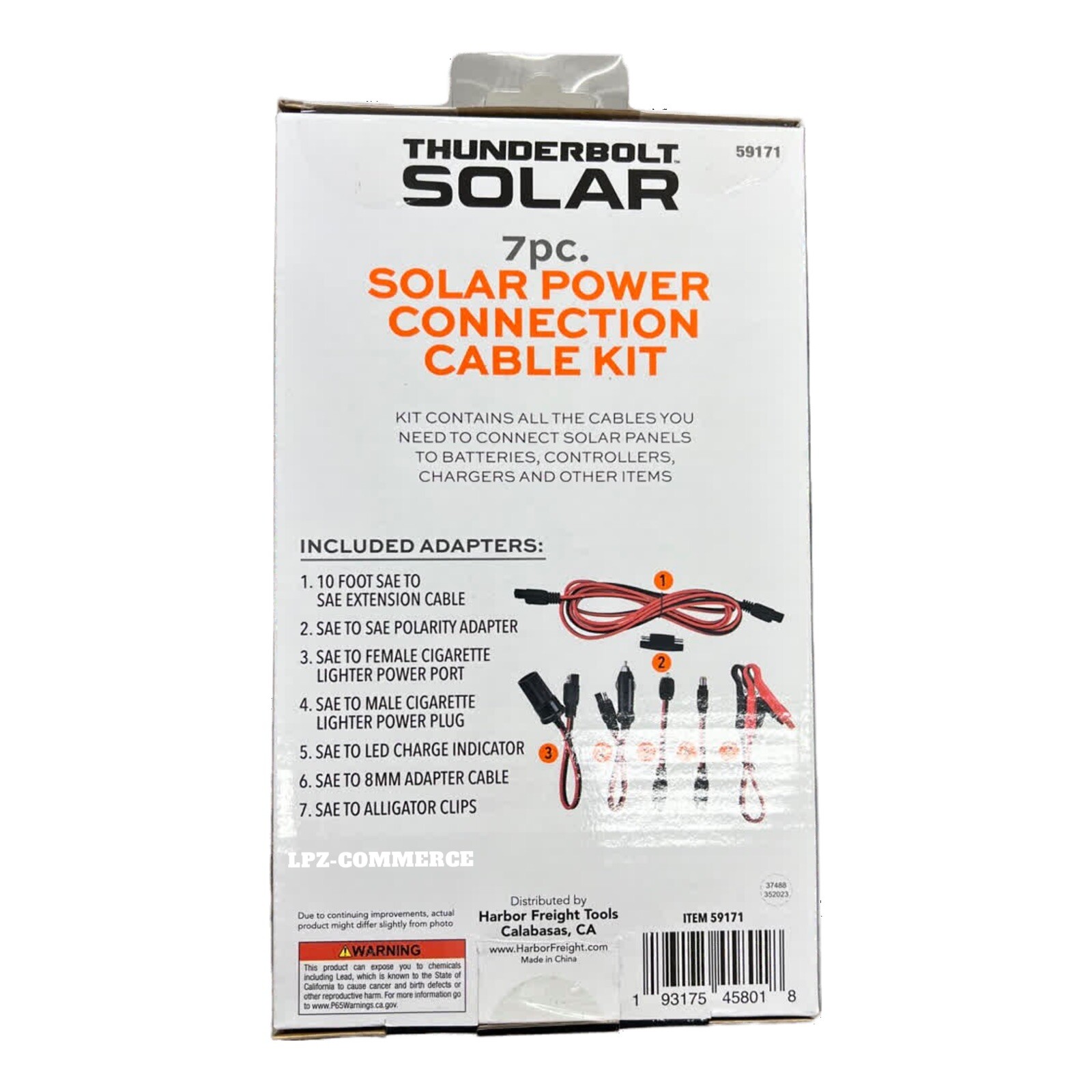 THUNDERBOLT MAGNUM 6PC SOLAR PANEL POWER CONNECTION CABLE KIT 12 VOLT 63981 PORT