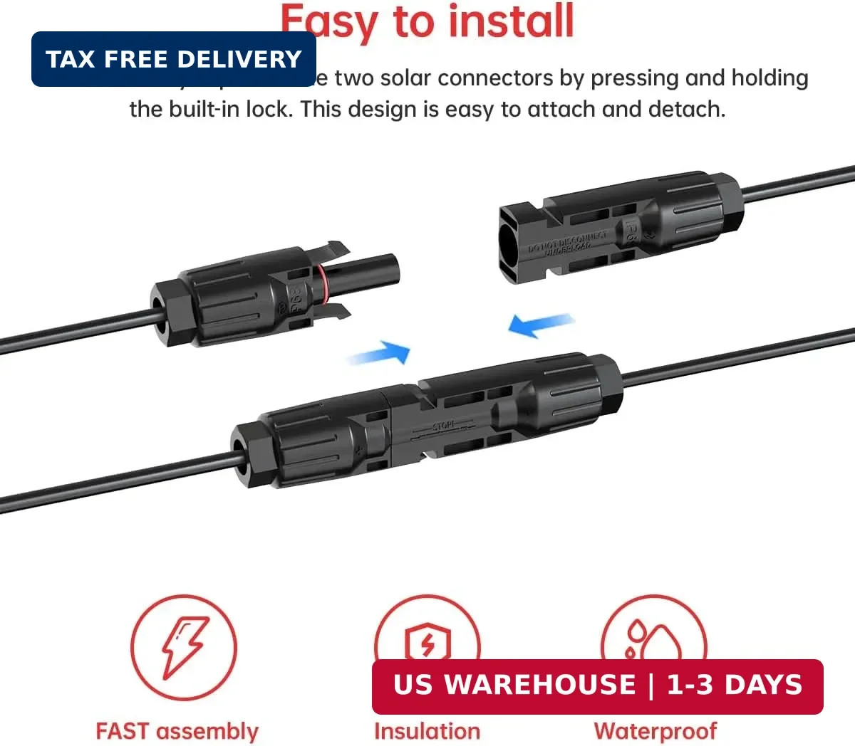 10AWG 2FT Solar to XT60i Cable 2 10 25 35 50 75 100FT Solar Connector to XT60i