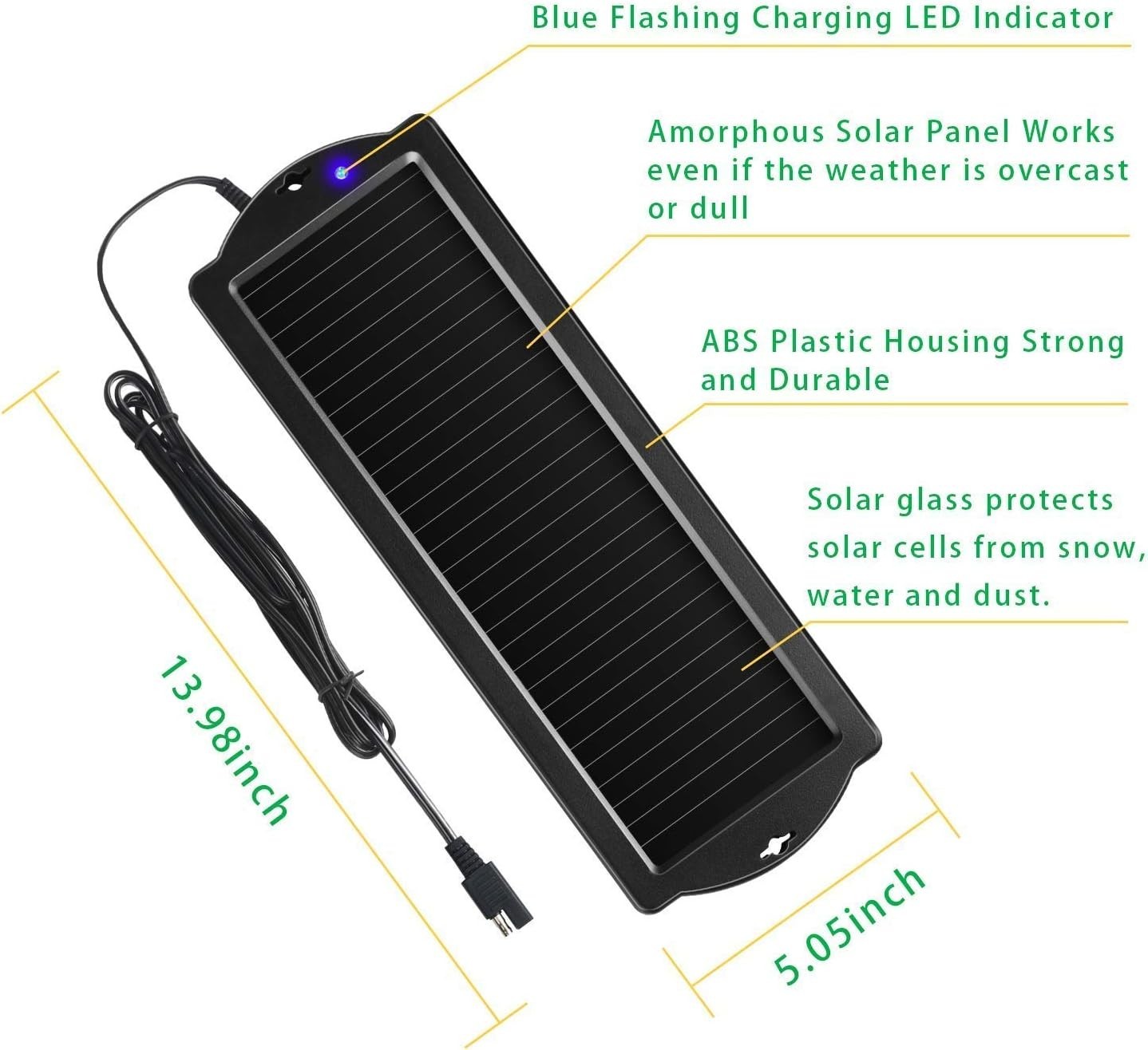 Car Battery Trickle Charger & Maintainer 12V Solar Panel Power Battery Charge…