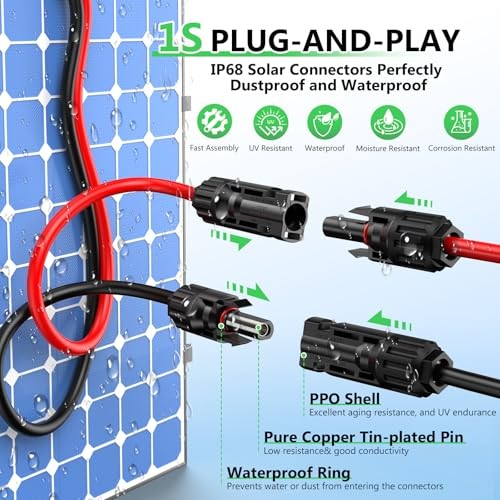 Solar to XT60i Extension Cable 10AWG 25FT XT60i Female to Male 10AWG-25FT
