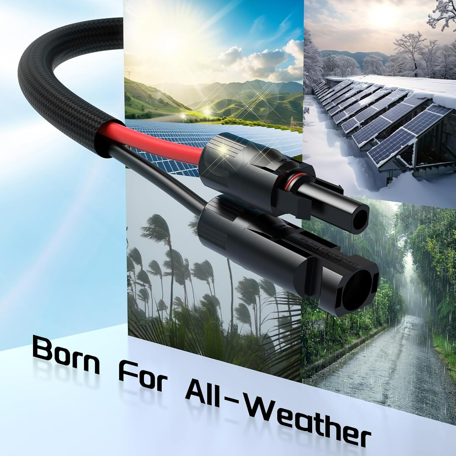 10AWG 20FT Twin Wire Solar Panel Extension Cable, Flame Retardant Sleeving