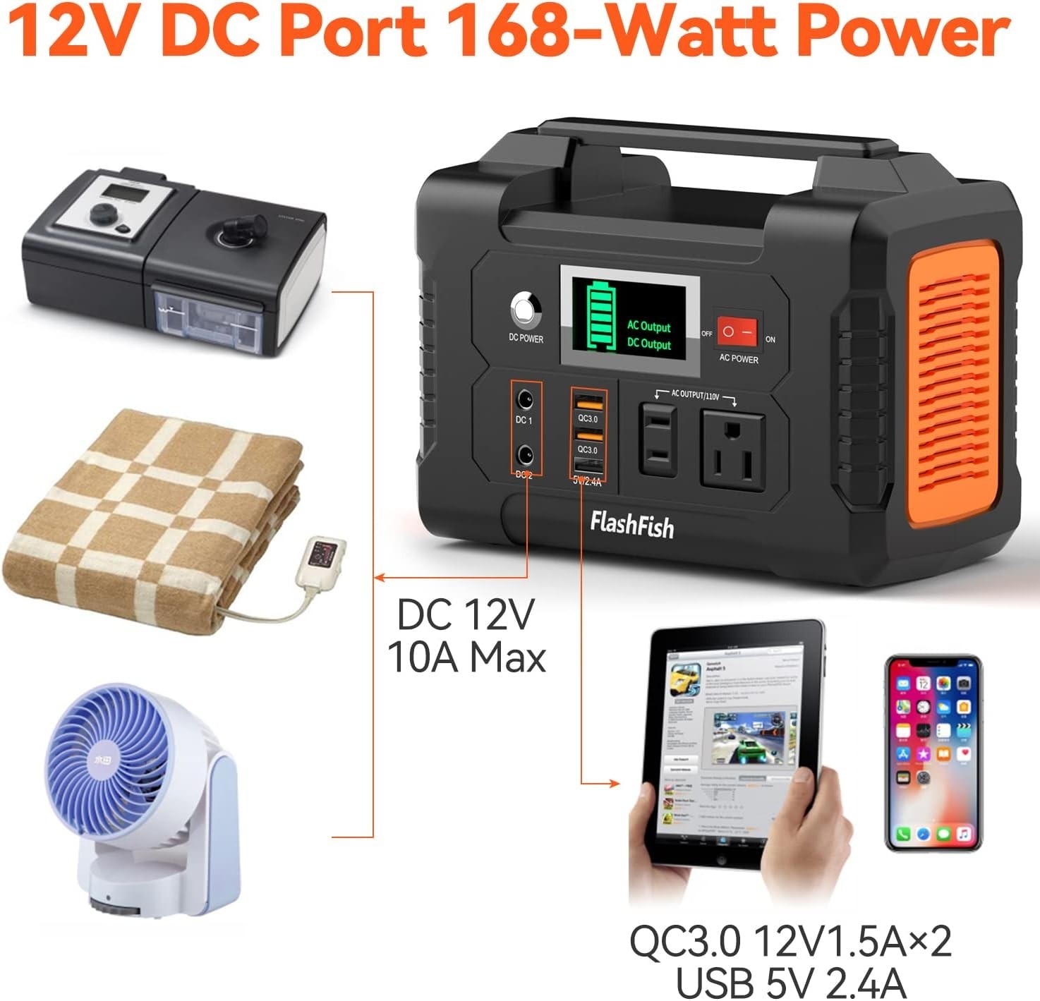 Central Electrica Portatil – Generador De Bateria Con Generador Solar -40800 mAh