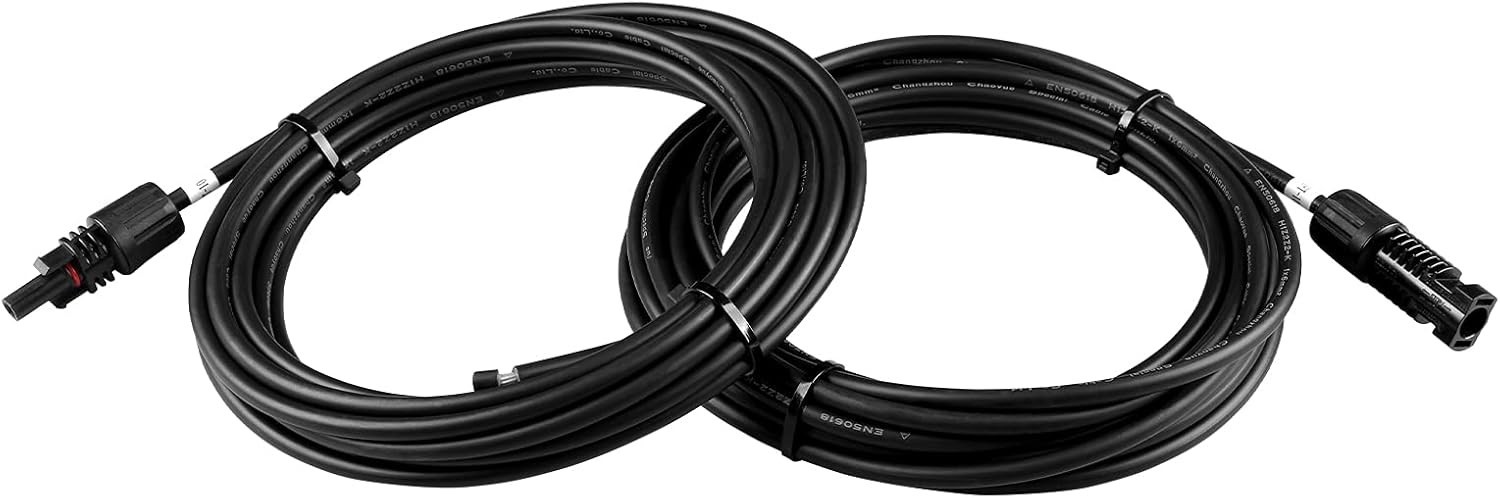 2 PCS 20Ft 10 AWG Adaptor Kit Solar Cable with Female and Male Connectors 1 Pair
