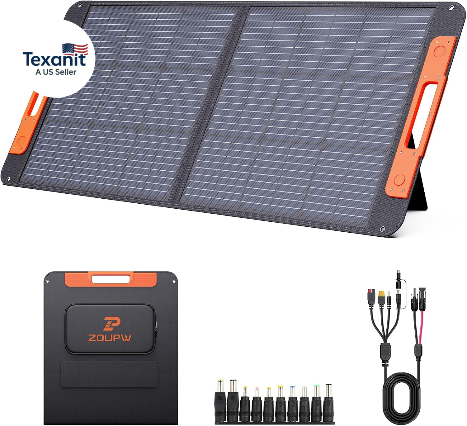 100W Portable Solar Panel with Solar Angle Guide,23.5% Efficiency Foldable Solar