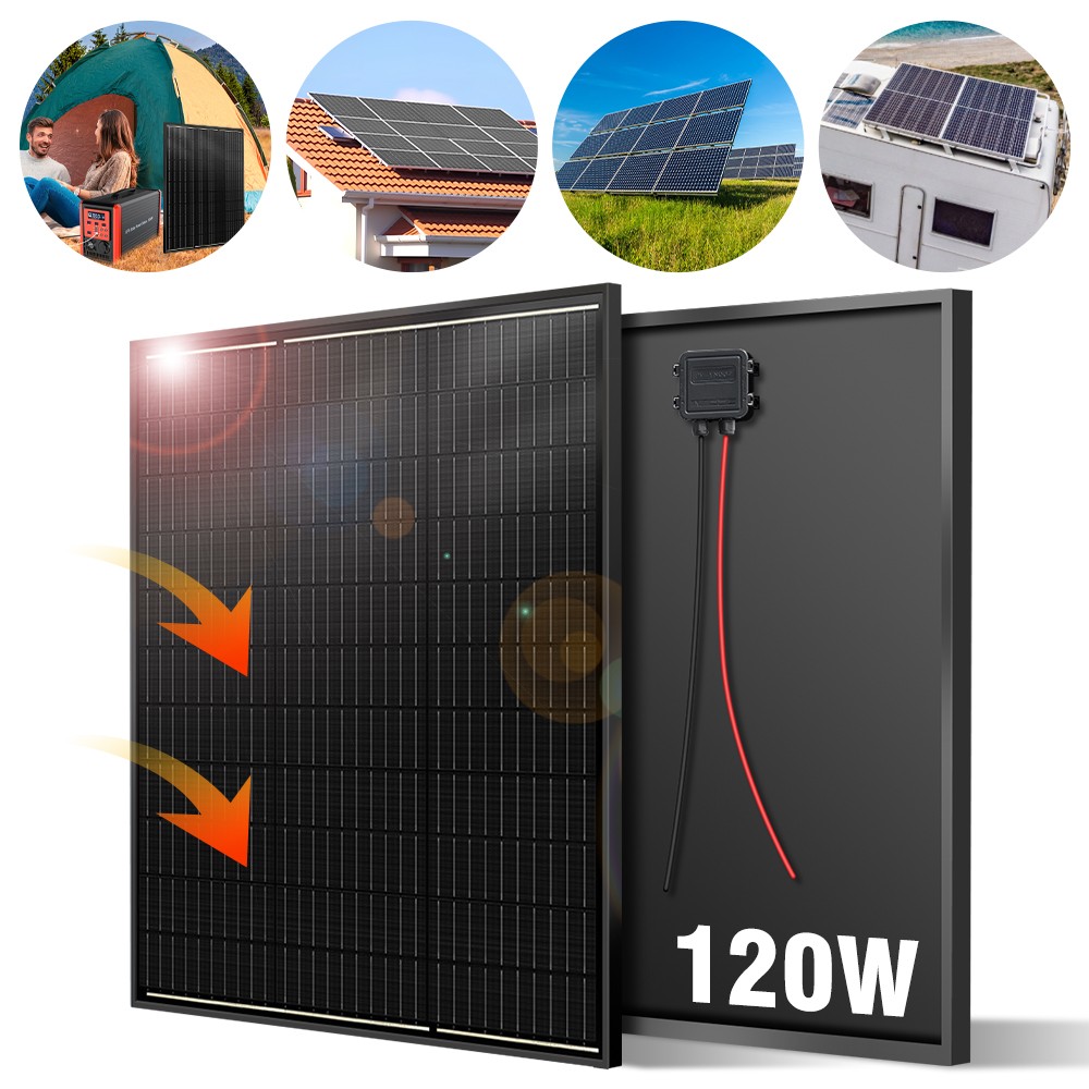 120W Solar Panel 18V Mono N-Type 18BB PV Off-Grid for Home Battery Power System