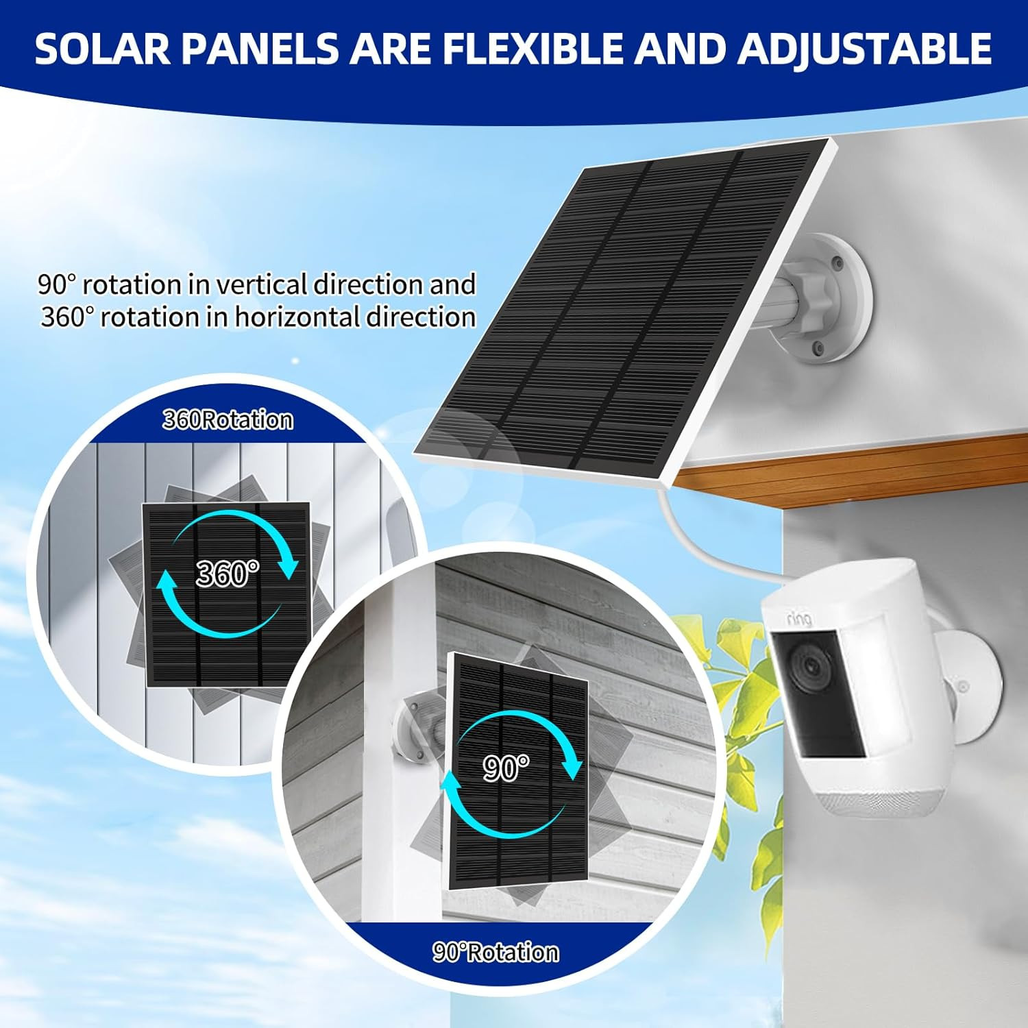 Solar Panels for Ring Camera Outdoor (New Generation)) 5W 5V Solar Panel Charger