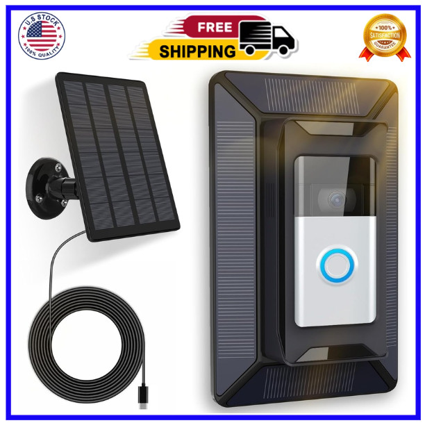 Solar Charger for Ring Doorbell, 2-in-1 with Mount Stand, Compatible with Rin…