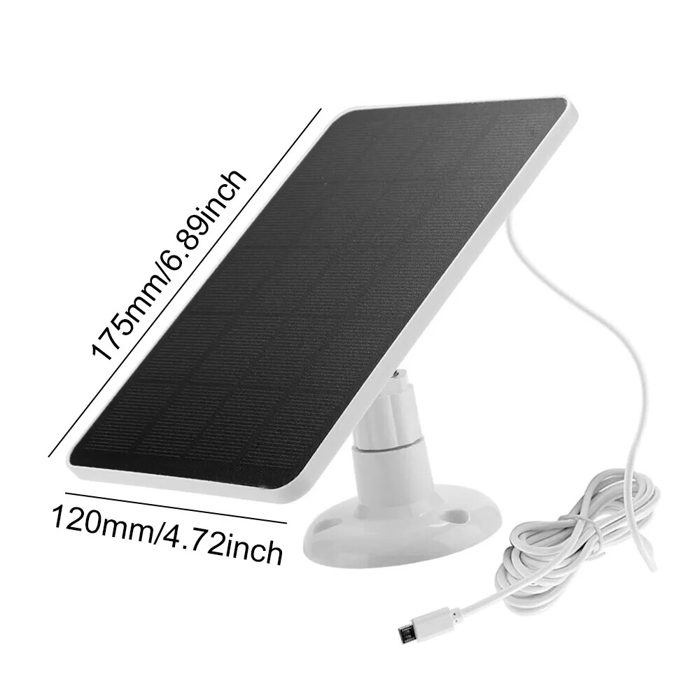 4W 5V Solar Panel for Outdoor Camera Security Micro USB Type C Battery Charger