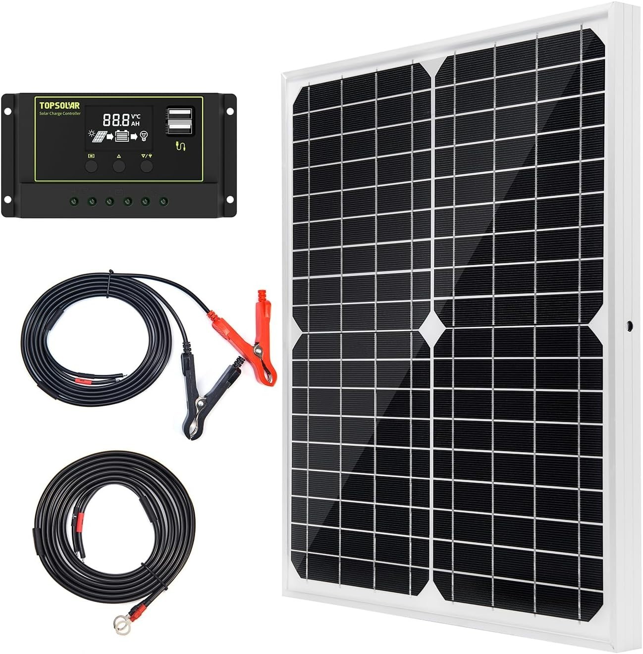 Efficient 20W Monocrystalline Solar Panel with Charge Controller for Boats & RVs