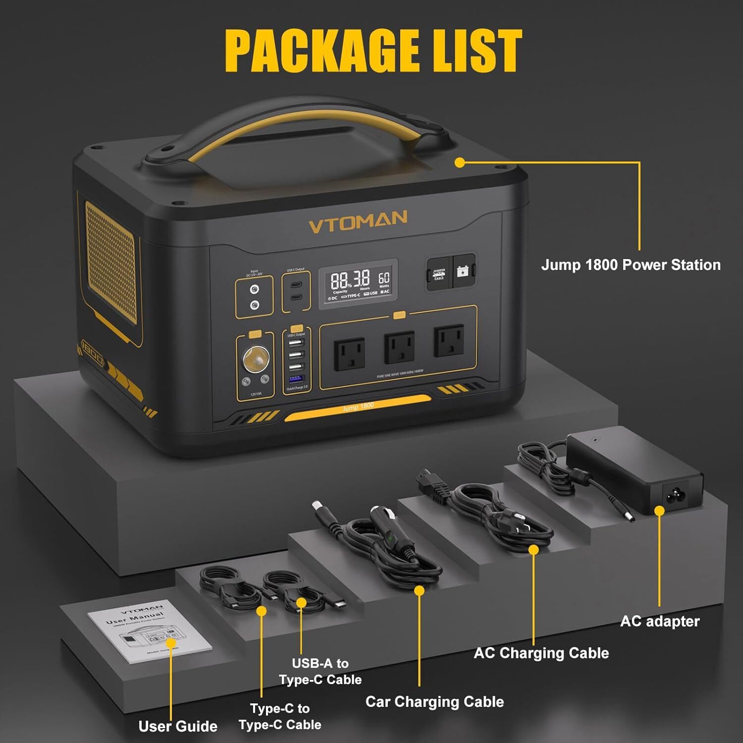 VTOMAN Jump 1800 Portable Power Station 1800W 1548Wh LiFePO4 Battery Generator