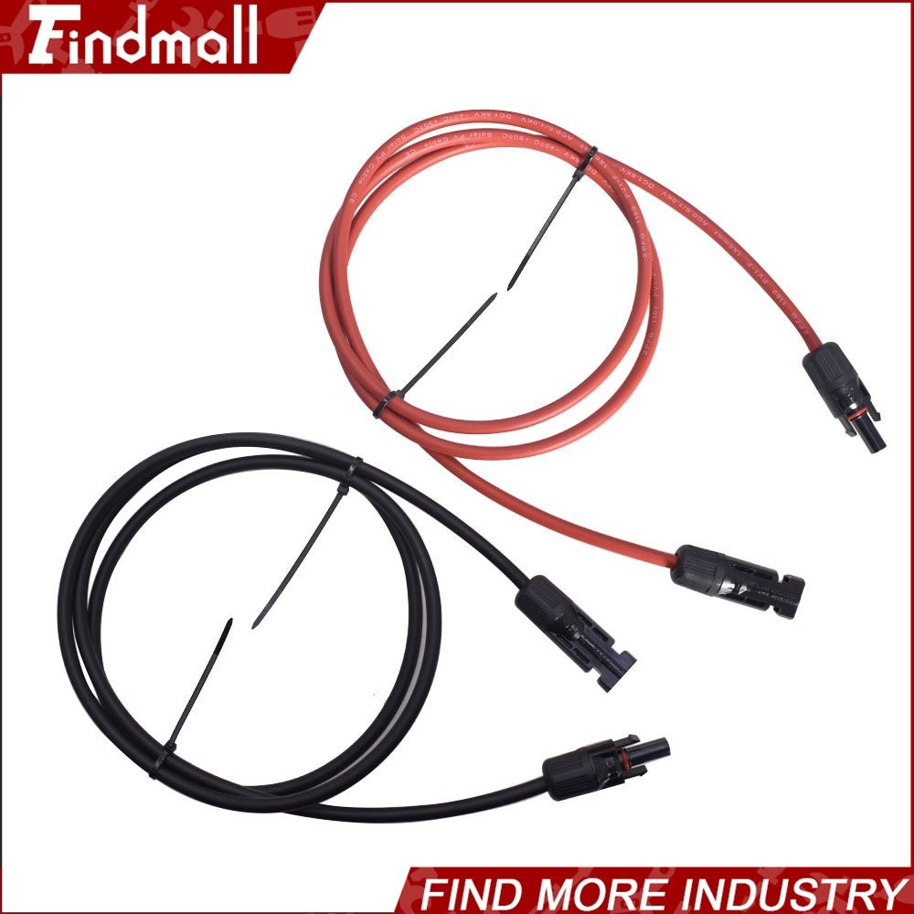 Findmall 1Pair 30FT Wire Connector Black + Red 12AWG Solar Panel Extension Cable