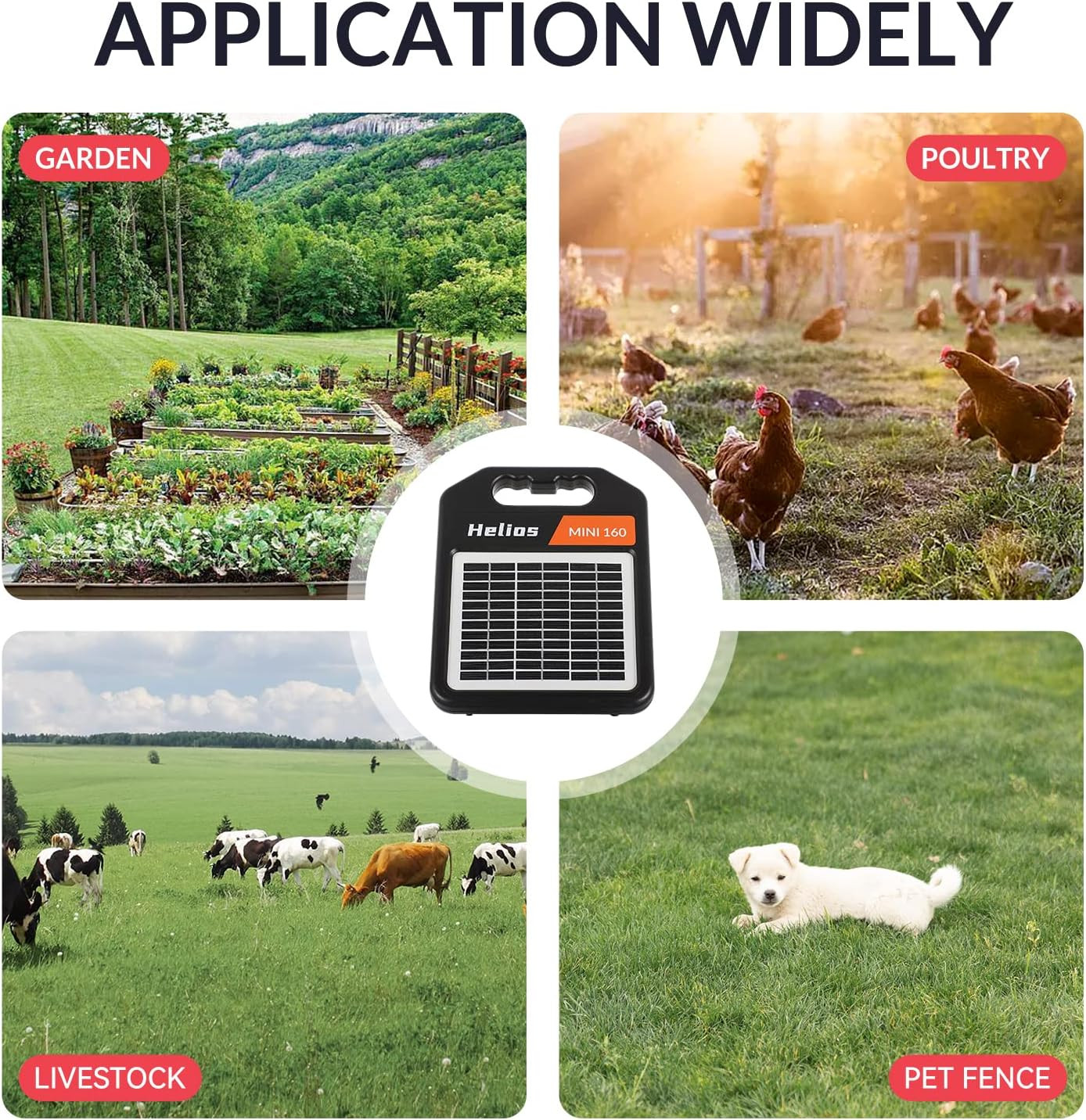 10 Miles Solar Electric Fence Charger with Day/Night Mode, 0.16J Portable Solar