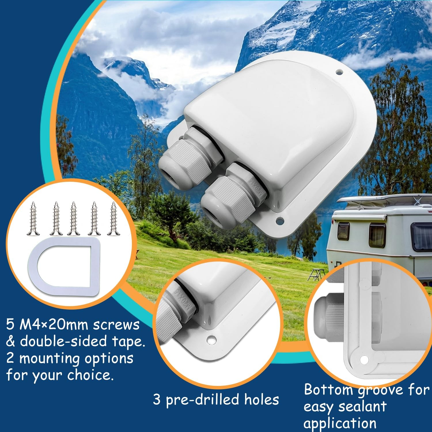 Waterproof Solar Cable Entry Gland with Leak-Proof Rubber Gaskets, ABS Double…