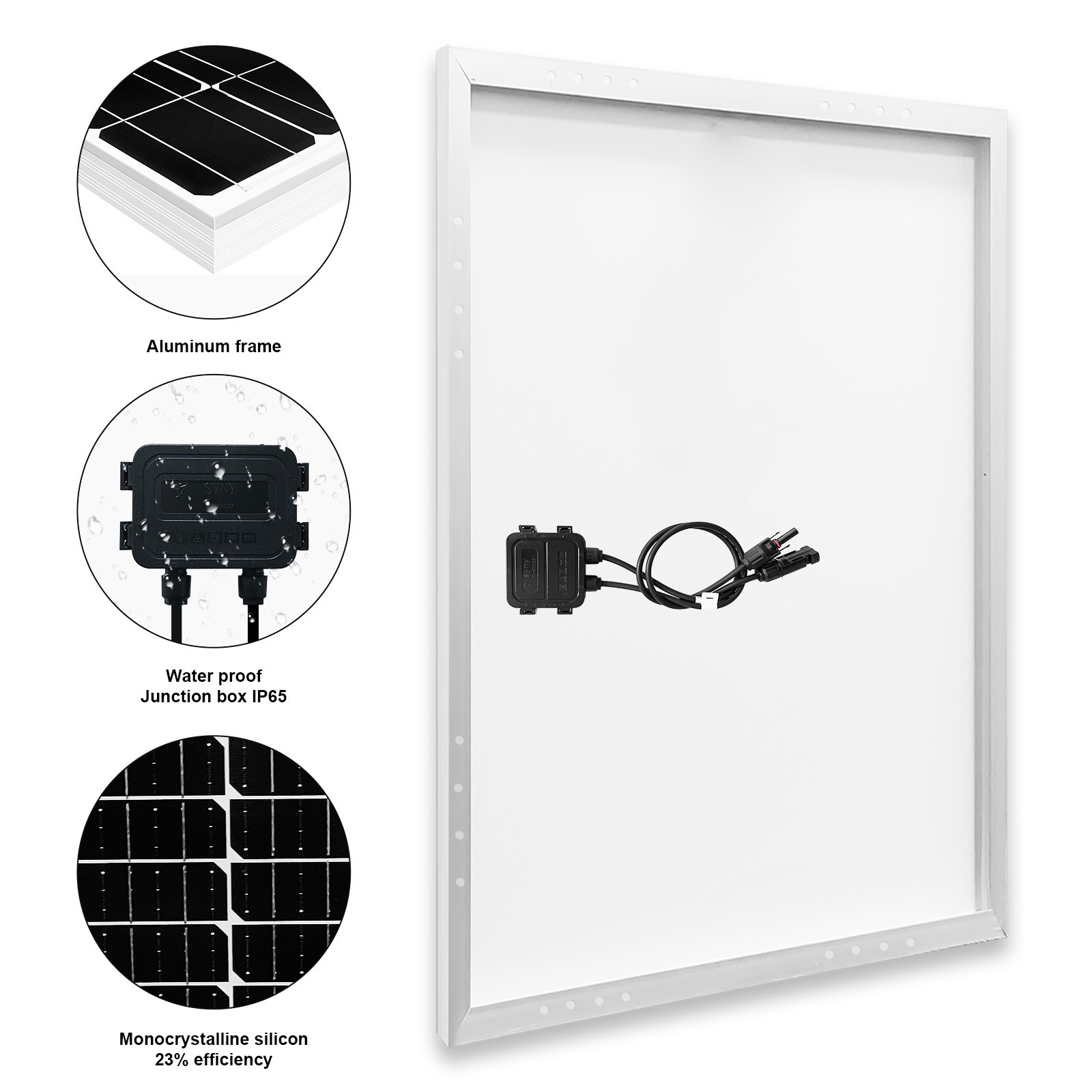 100W Monocrystalline Solar Panel 12V Solar Module Home RV Marine Camping Fishing