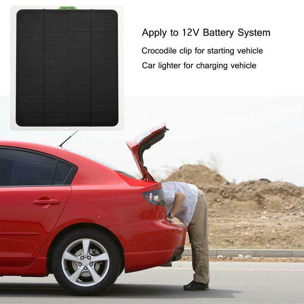 22W Waterproof Solar Panel 12V Trickle Battery Charger Kit Maintainer Boat Car