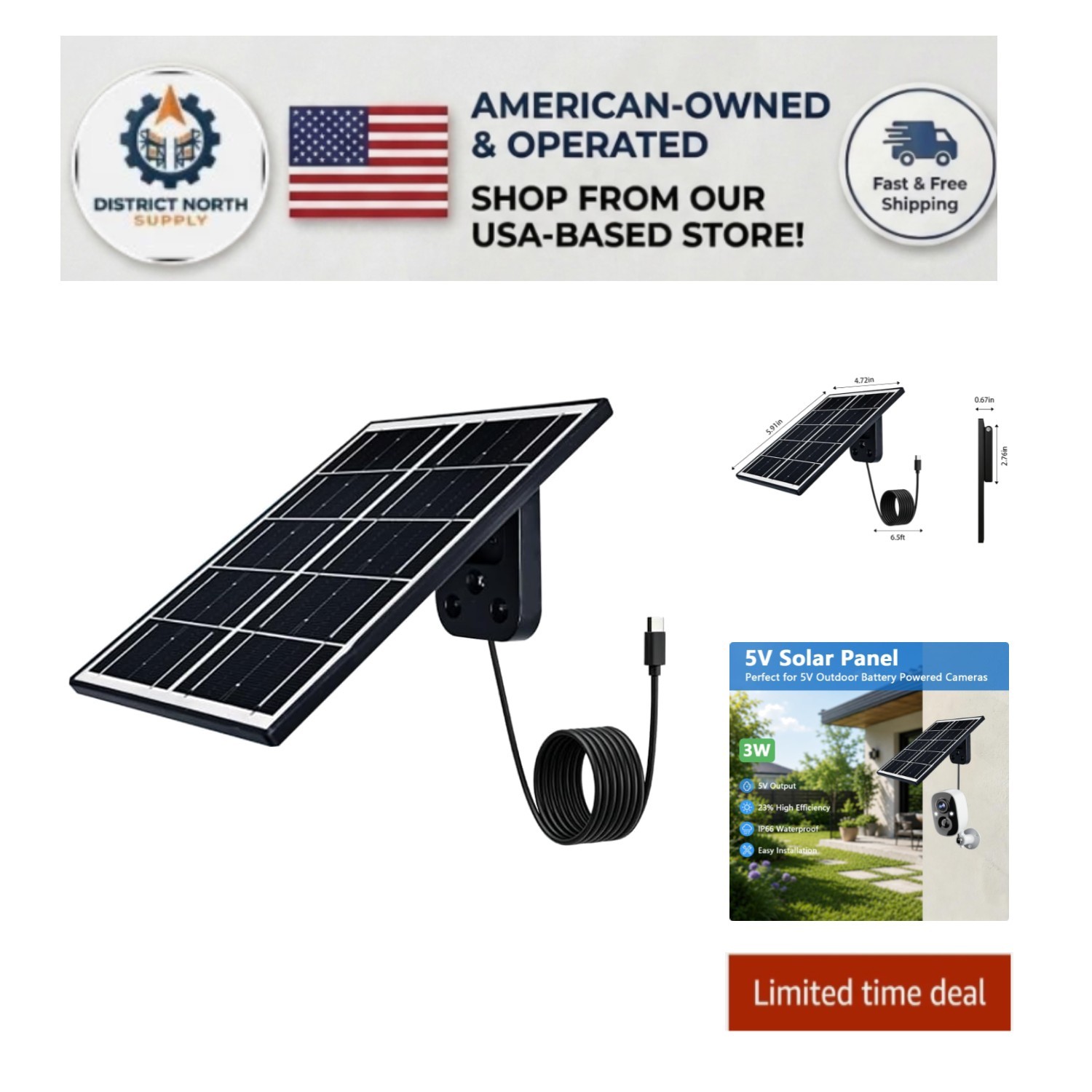 Versatile Eco-Friendly Solar Panel: 23% Efficiency for Cameras & USB Charging