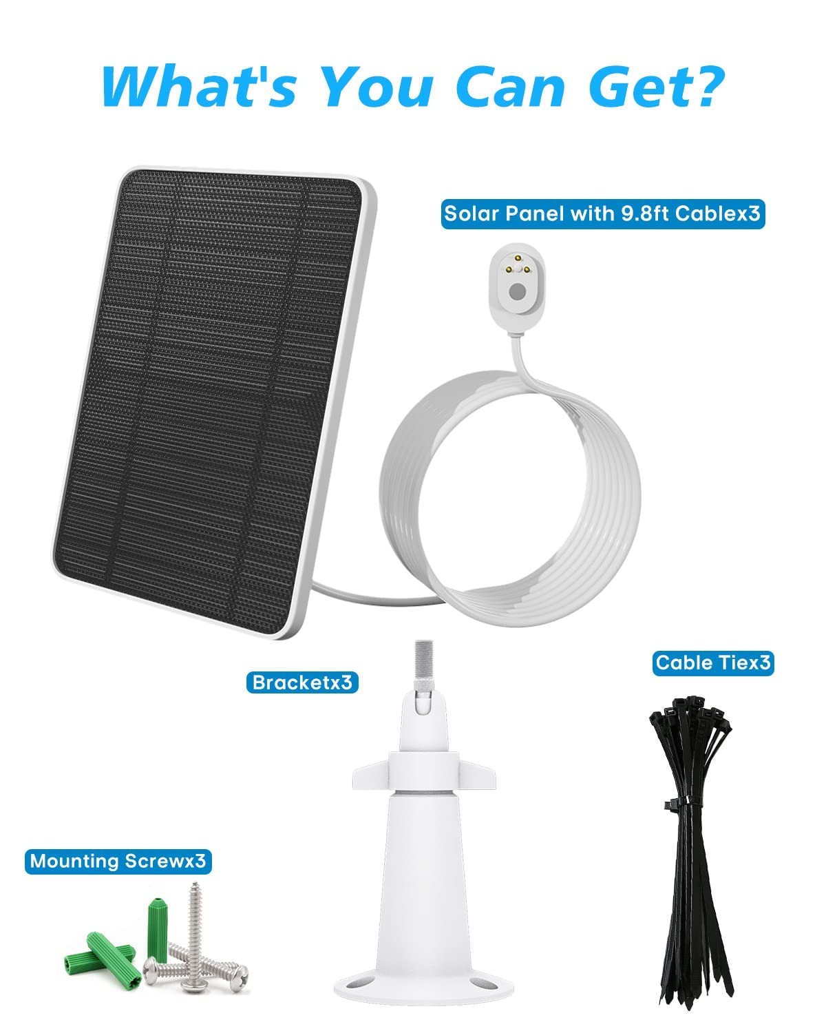 5V 4W Solar Panel Charger for Floodlight Security Cameras, IP65 Weatherproof, 3