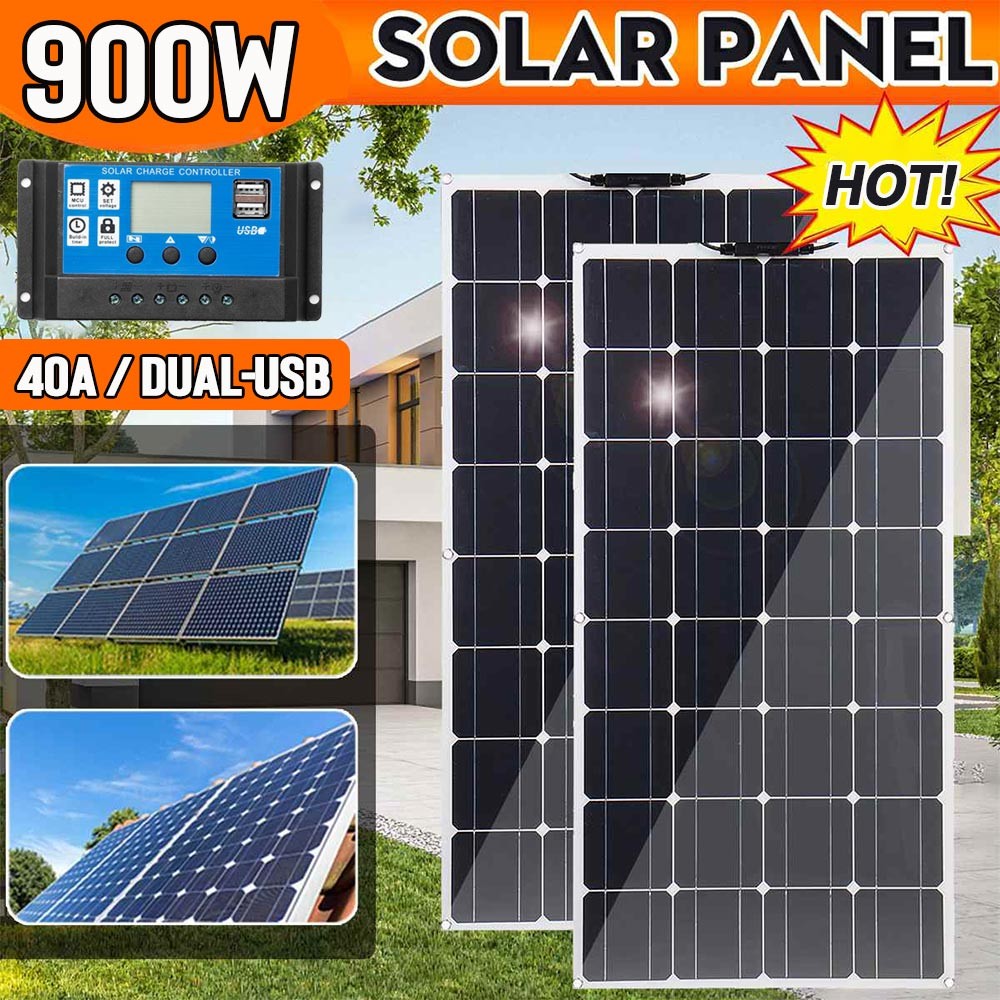 12V 300W Portable Flexible Solar Panel Mono Power RV Camping Home Boat Off-Grid