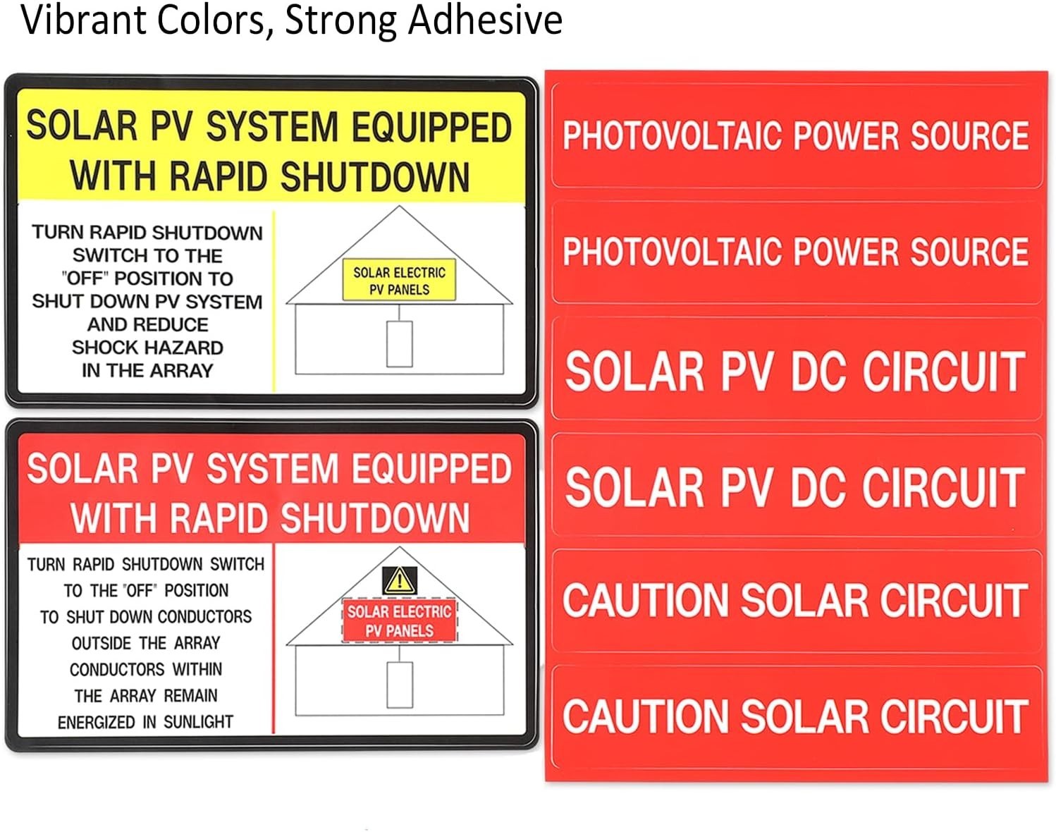48-Pack Solar Energy Safety Stickers for PV Systems, Waterproof, Durable
