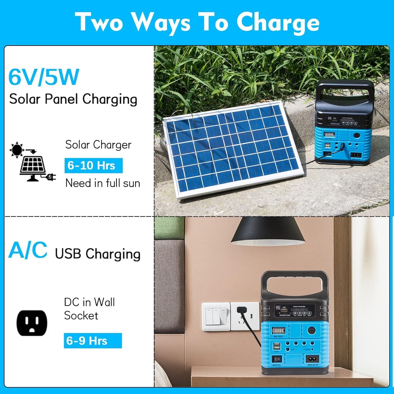 Emergency Solar Power Supply with Built-In Flashlight – Ideal for Home & Camping