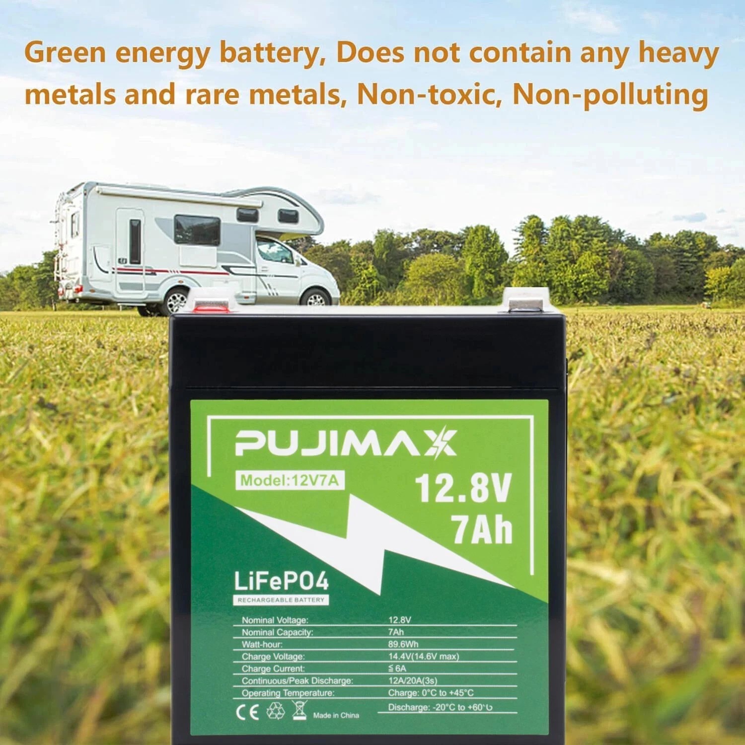 12V 7Ah Lithium LiFePO4 Deep Cycle 3000+ Cycles Rechargeable Battery for Solar