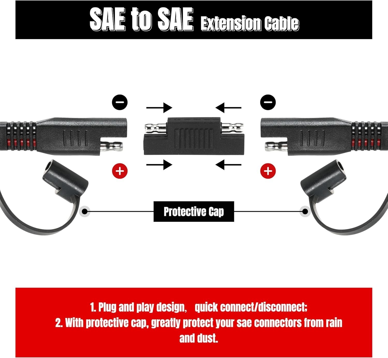 6FT 10AWG SAE Extension Cable,10 AWG Quick Disconnect Wire Harness