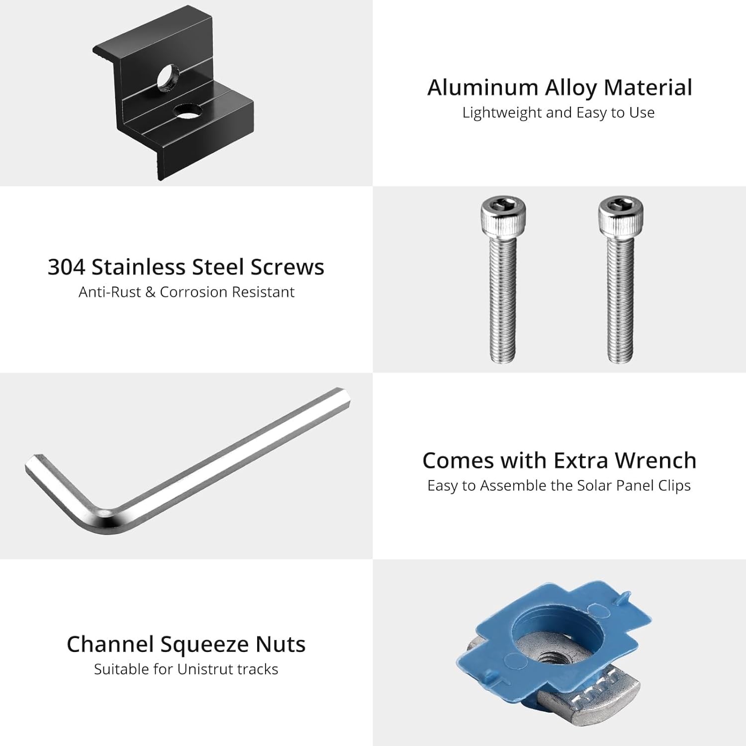 10pcs Solar Panel End Clamp for Standard Unistrut, Aluminum 30mm/35mm Solar P…