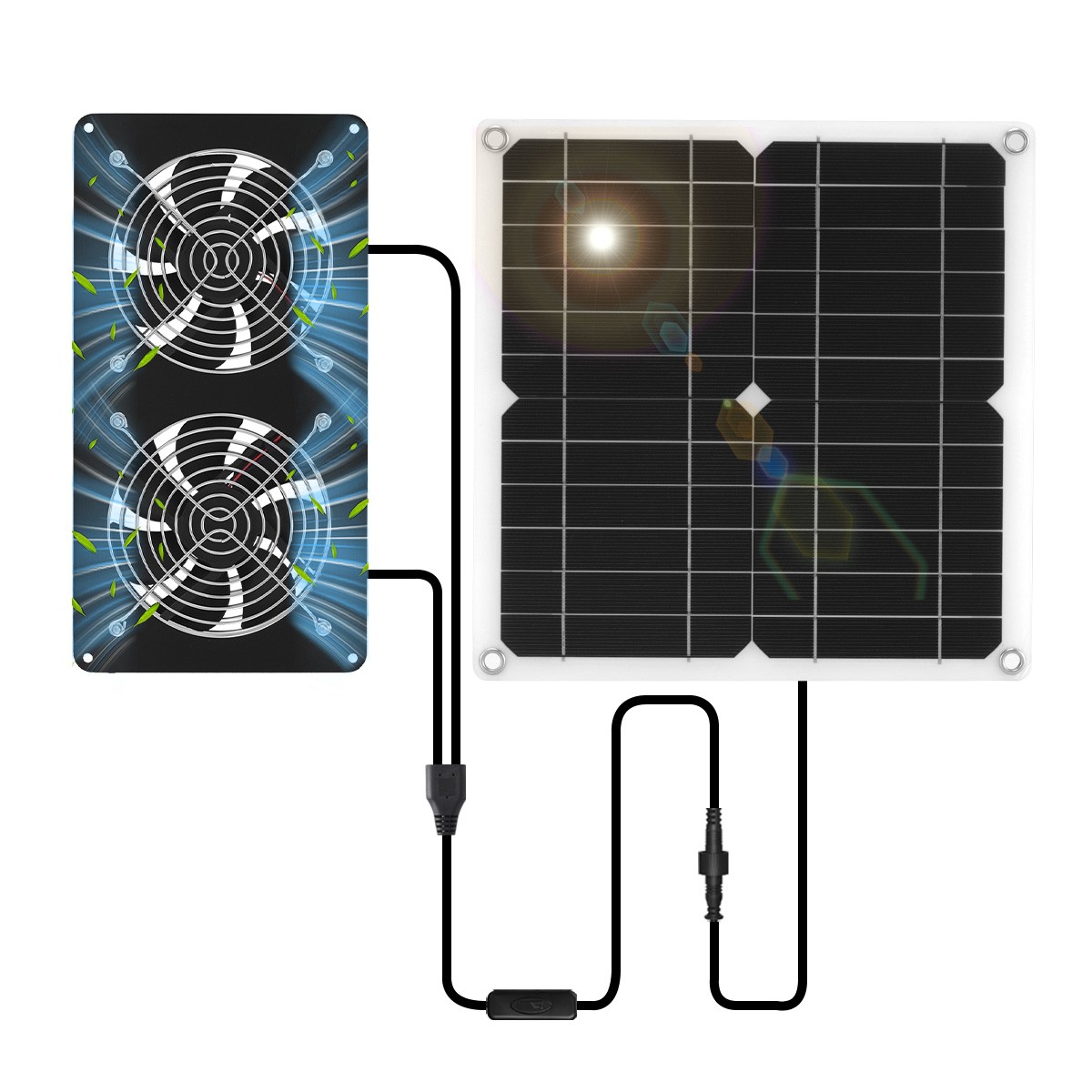 15W Solar Panel Dual Fan Kit Waterproof for Chicken Coop Pet House Ventilation