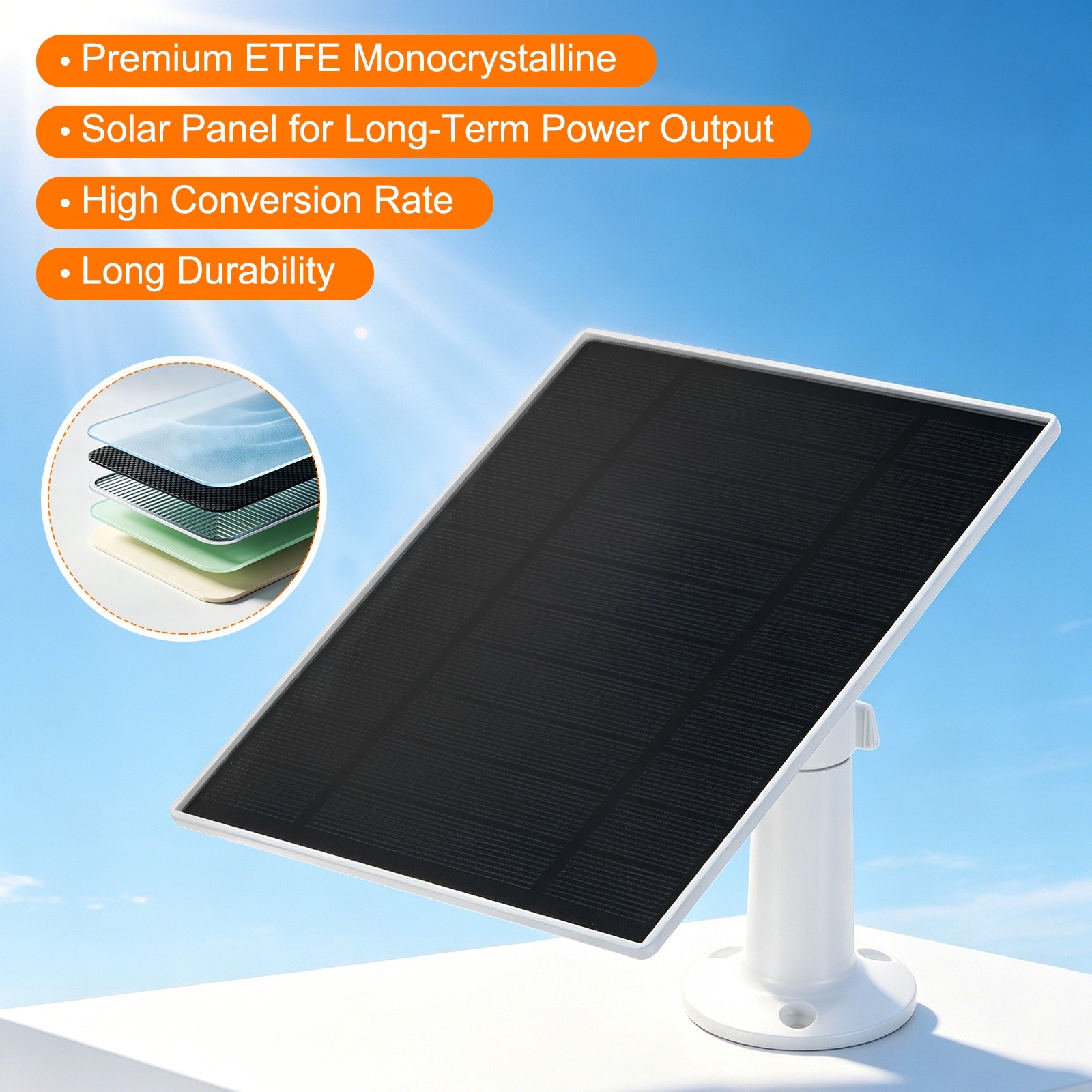 2 Pack of 5V 5W Solar Panel, Waterproof Dual Type-C/USB Solar Charger, White