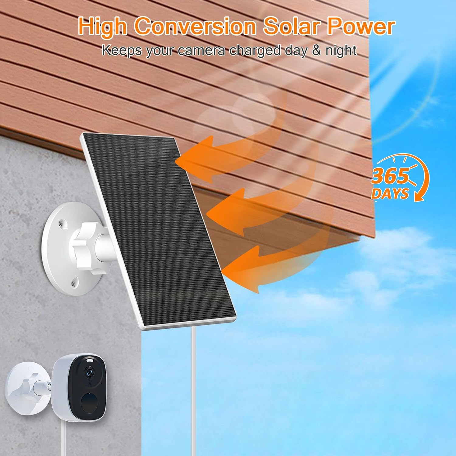 2W Solar Panel for Security Cameras 2 Pack Solar Charger with Micro USB & USB-C