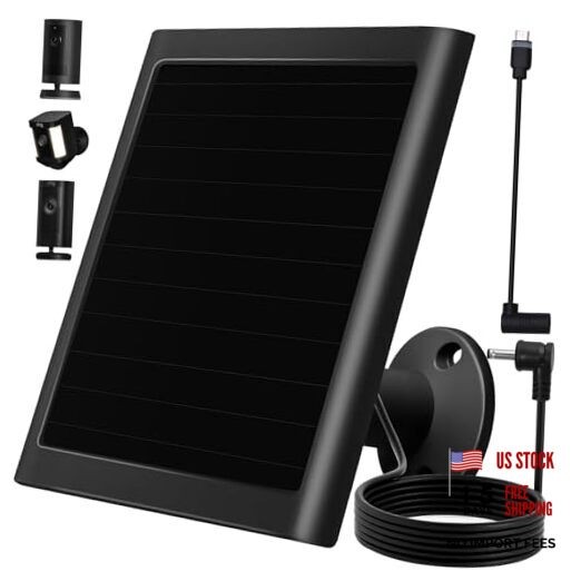 6W Solar Panel Charger for Ring Camera, Compatible with Ri ng Stick Black 1Pack