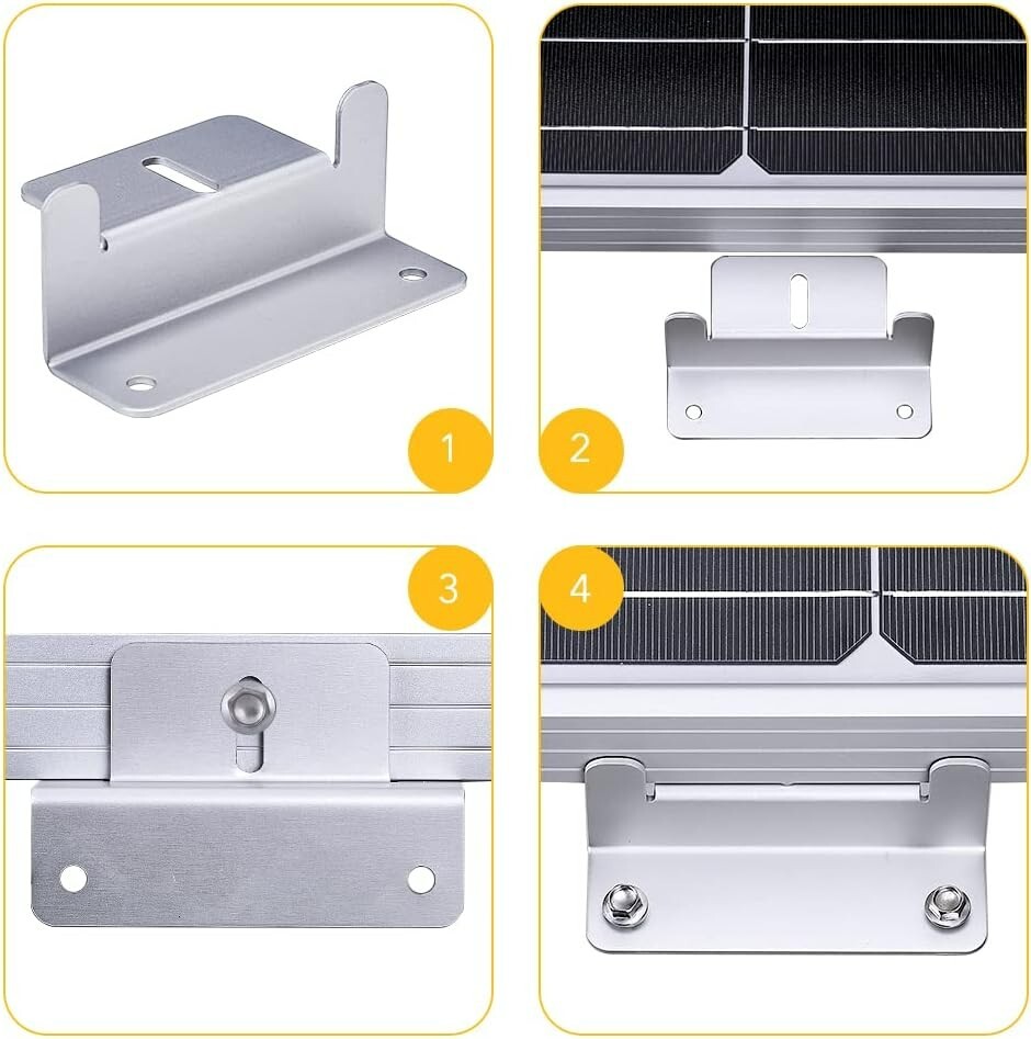 Lightweight Anodized Solar Panel Z Brackets – 16 Units for Off-Grid Applications