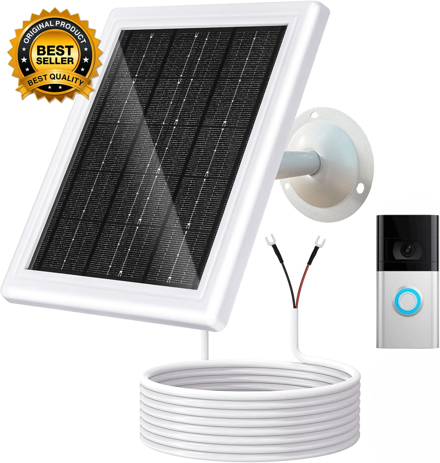Ring Solar Charger 5W 12VAC Compatible with Ring Video Doorbell 3/3+/4 Battery