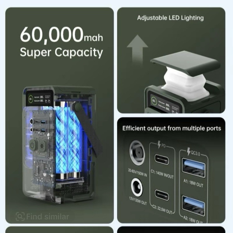 Portable Power Station 60000Mah Outdoor 192wh Battery Powered
