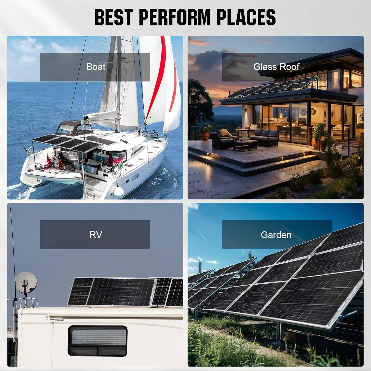 New Solar Panel 2pcs 120w 240w Monocrystalline Bifacial Photovoltaic for 12V